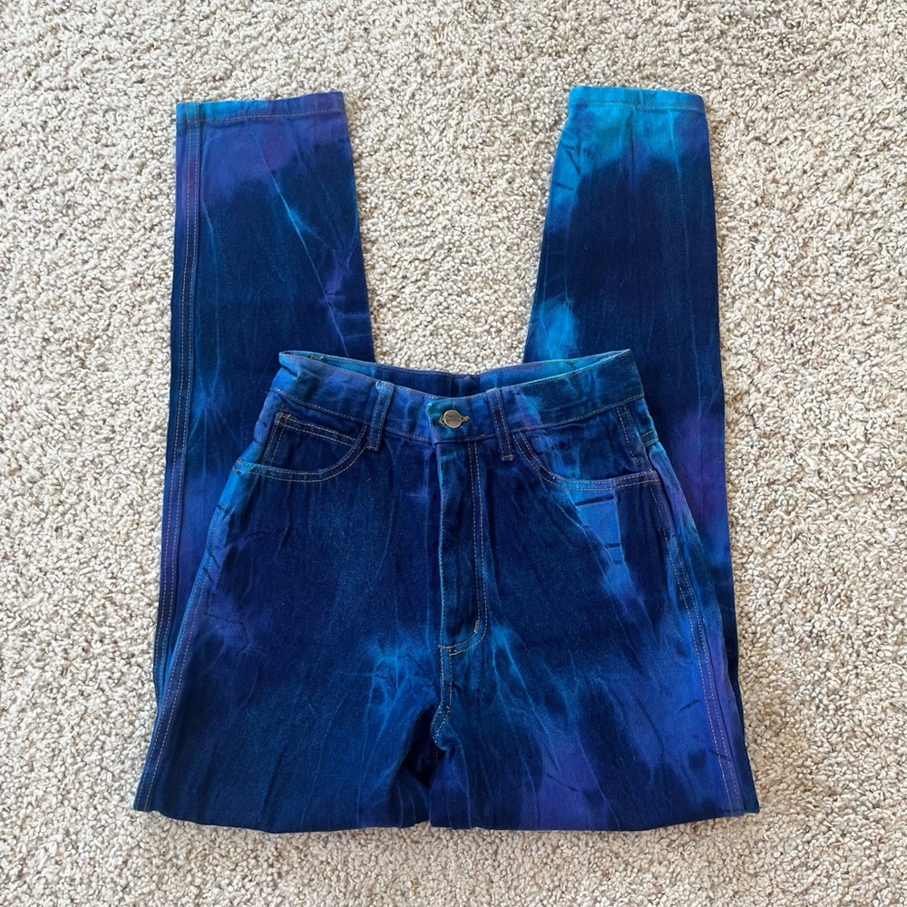 Vintage tie dye mom jeans 1980s